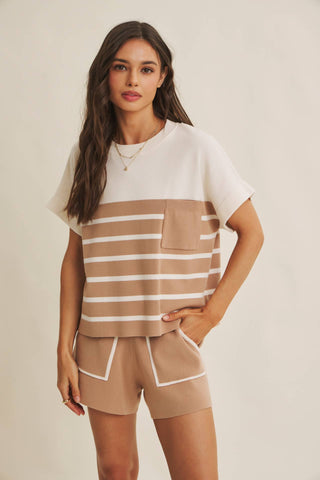 Emma Striped Sweater Top-Short Sleeves-in february-Summit Lane Boutique, Women's Apparel and Gifts located in Grand Rapids, MI