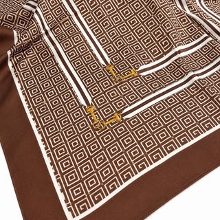 Geometric Print Silk Satin Shawl Scarf