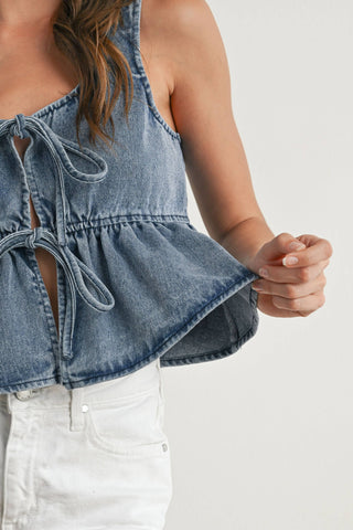 Ruffled Hem Tie-Front Tank Top-Sleeveless-BUTTERMELON-Summit Lane Boutique, Women's Apparel and Gifts located in Grand Rapids, MI