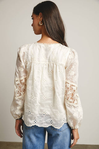 Bailey Embroidered Lace Blouse-Blouse-Forte-Summit Lane Boutique, Women's Apparel and Gifts located in Grand Rapids, MI