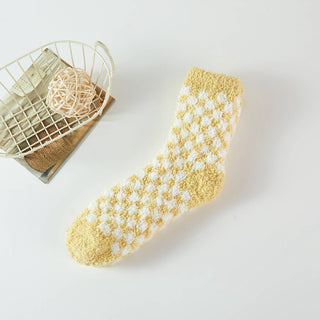 Checkerboard Pattern Fuzzy Winter Socks-Socks-Fashion City-Summit Lane Boutique, Women's Apparel and Gifts located in Grand Rapids, MI