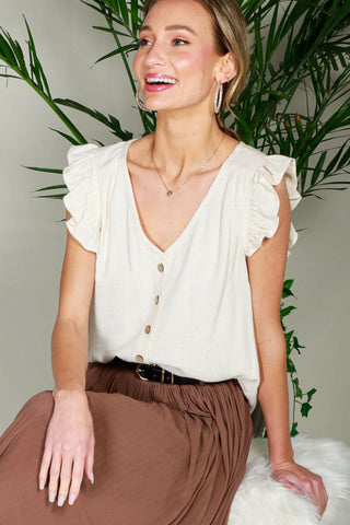 Molly Ruffle Sleeve Top-Blouse-Vine & Love-Summit Lane Boutique, Women's Apparel and Gifts located in Grand Rapids, MI