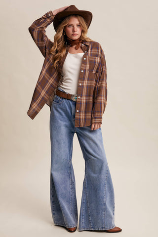 Plaid Button-Up Western Shirt LT1094-Listicle-Summit Lane Boutique, Women's Apparel and Gifts located in Grand Rapids, MI