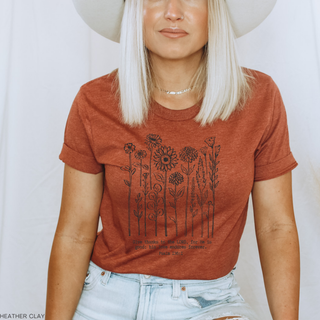 Give Thanks to the Lord for He is Good Flowers T-Shirt-Graphic Tees-Faith & Life Christian Brands-Summit Lane Boutique, Women's Apparel and Gifts located in Grand Rapids, MI