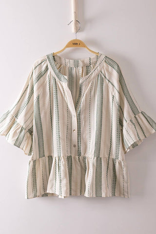 Elodie Striped Peplum Blouse