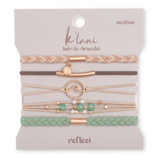 "Reflect" Gold Wave with Beachy Neutrals Hair Tie Bracelets-Bracelets-K'lani hair tie bracelets-Summit Lane Boutique, Women's Apparel and Gifts located in Grand Rapids, MI