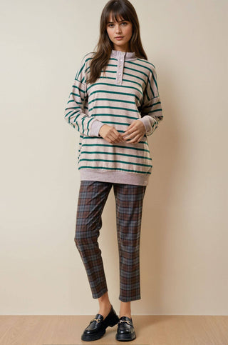 Sadie Striped Henley-pullover-Doe and Rae-Summit Lane Boutique, Women's Apparel and Gifts located in Grand Rapids, MI