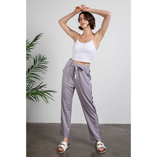 Freya Lounge Bottoms with satin detail-Lounge Pants-Rae Mode-Summit Lane Boutique, Women's Apparel and Gifts located in Grand Rapids, MI