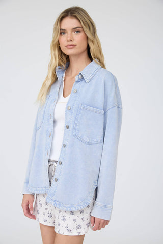 Holly Denim Shacket-Jackets-J.O.A-Summit Lane Boutique, Women's Apparel and Gifts located in Grand Rapids, MI
