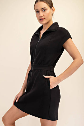 MODAL SCUBA LUXE HALF ZIP MINI DRESS-Dresses-Rae Mode-Summit Lane Boutique, Women's Apparel and Gifts located in Grand Rapids, MI