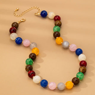 HIGH GLOSSY MULTI COLOR BEADED CHAIN NECKALCE | 80N92627-JOSSLYN by wall to wall-Summit Lane Boutique, Women's Apparel and Gifts located in Grand Rapids, MI