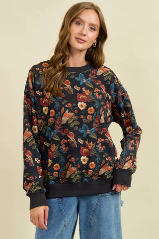The Autumn Garden Floral Pullover-pullover-Doe and Rae-Summit Lane Boutique, Women's Apparel and Gifts located in Grand Rapids, MI