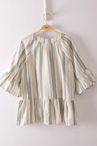 Elodie Striped Peplum Blouse