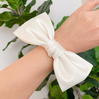 Satin Bow Tie Hair Scrunch-Hair Accessories-Ellison+Young-Summit Lane Boutique, Women's Apparel and Gifts located in Grand Rapids, MI