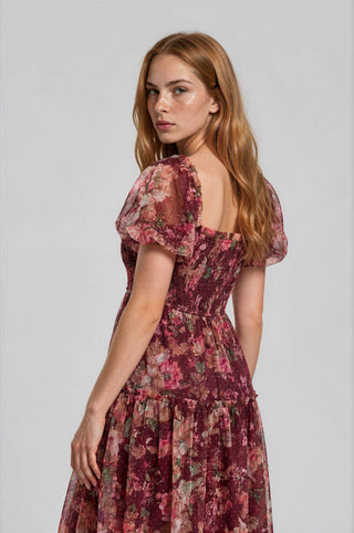 The Rosalie Floral Midi Dress-Dresses-Blu Pepper-Summit Lane Boutique, Women's Apparel and Gifts located in Grand Rapids, MI