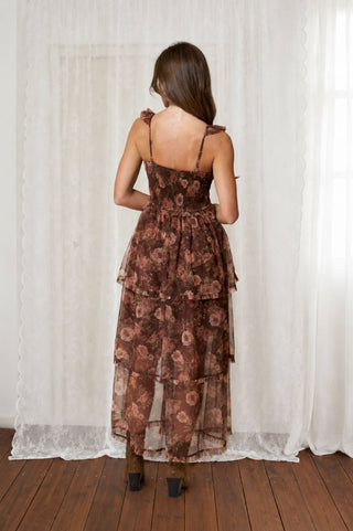 The Autumn Rose Floral Midi Dress-Dresses-Blu Pepper-Summit Lane Boutique, Women's Apparel and Gifts located in Grand Rapids, MI