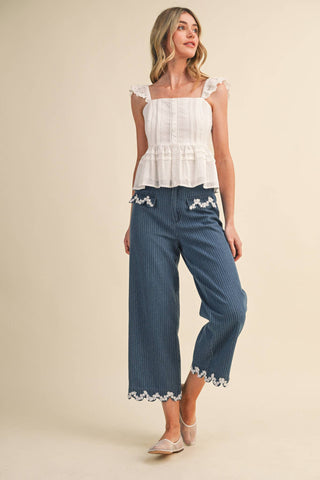 The Brielle Eyelet Peplum Top-Sleeveless-&MERCI-Summit Lane Boutique, Women's Apparel and Gifts located in Grand Rapids, MI