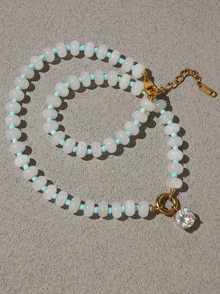 Annecy 18K Gold Non-Tarnish Boho Beaded CZ Necklace-Necklaces-Flânerie by MAIQ-Summit Lane Boutique, Women's Apparel and Gifts located in Grand Rapids, MI