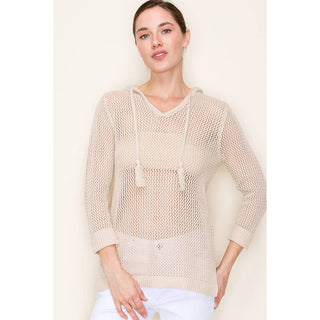 FISH NET HOODIE SWEATER-Sweaters-STACCATO-Summit Lane Boutique, Women's Apparel and Gifts located in Grand Rapids, MI