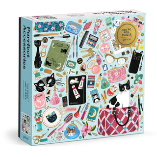 Purrfect Accessories 500 Piece Foil Puzzle-Puzzles-Chronicle Books-Summit Lane Boutique, Women's Apparel and Gifts located in Grand Rapids, MI
