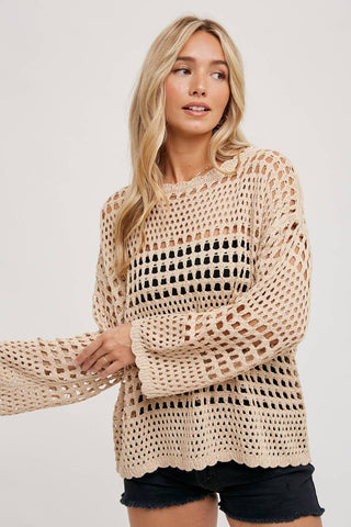 Ariel Open Knit Pullover-Sweaters-Bluivy-Summit Lane Boutique, Women's Apparel and Gifts located in Grand Rapids, MI