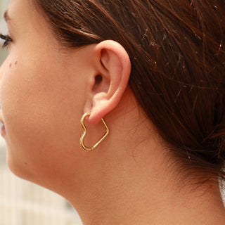18K Gold PVD Stainless Steel Heart Hoop Earrings-Earrings-WJW-Summit Lane Boutique, Women's Apparel and Gifts located in Grand Rapids, MI