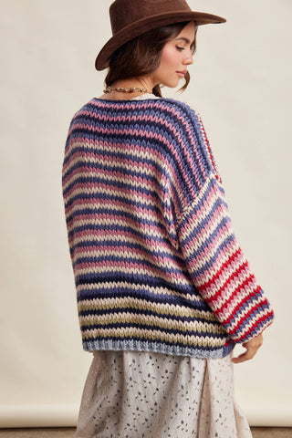 Color Me Cozy Striped Cardigan-Cardigans-Listicle-Summit Lane Boutique, Women's Apparel and Gifts located in Grand Rapids, MI