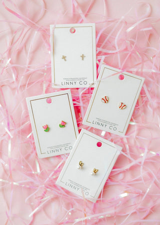 Screwback Stud Earrings - Baseball Gold-Earrings-LINNY CO-Summit Lane Boutique, Women's Apparel and Gifts located in Grand Rapids, MI