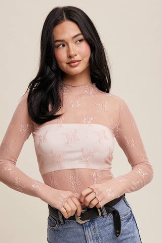 Sheer Lace Long-Sleeve Top-Long Sleeves-Listicle-Summit Lane Boutique, Women's Apparel and Gifts located in Grand Rapids, MI