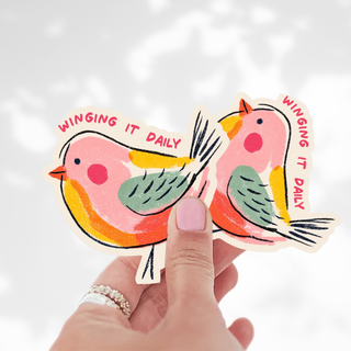 Winging It Daily Bird Sticker, Cute Colorful Bird Decal-Stickers-inviting affairs paperie-Summit Lane Boutique, Women's Apparel and Gifts located in Grand Rapids, MI