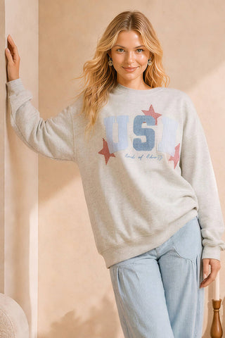 USA Patchwork Oversized Crewneck Top-Sweatshirt-Main Strip-Summit Lane Boutique, Women's Apparel and Gifts located in Grand Rapids, MI