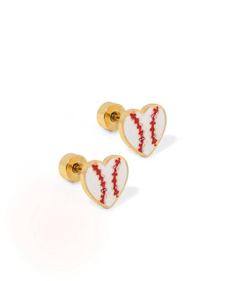 Screwback Stud Earrings - Baseball Gold-Earrings-LINNY CO-Summit Lane Boutique, Women's Apparel and Gifts located in Grand Rapids, MI