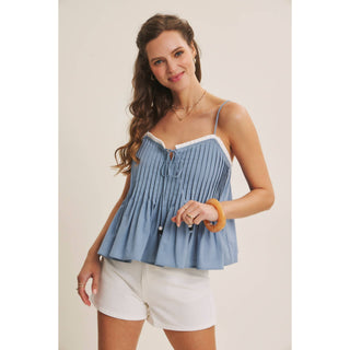 Eloise Pleated Tank-Tank Top-in february-Summit Lane Boutique, Women's Apparel and Gifts located in Grand Rapids, MI