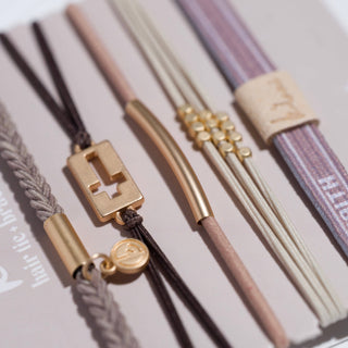"Faith" Warm Neutrals with Gold Cross Hair Tie Bracelets-Bracelets-K'lani hair tie bracelets-Summit Lane Boutique, Women's Apparel and Gifts located in Grand Rapids, MI