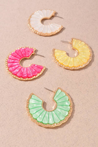 Scalloped Resin Hoop Earrings-Earrings-Merveille-Summit Lane Boutique, Women's Apparel and Gifts located in Grand Rapids, MI