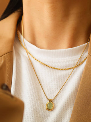 Dax 18K Gold Non-Tarnish Natural Stone Necklace-Necklaces-Flânerie by MAIQ-Summit Lane Boutique, Women's Apparel and Gifts located in Grand Rapids, MI