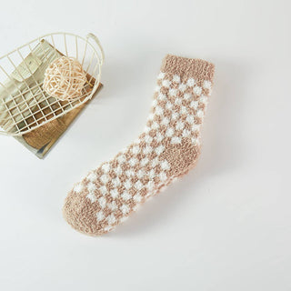 Checkerboard Pattern Fuzzy Winter Socks-Socks-Fashion City-Summit Lane Boutique, Women's Apparel and Gifts located in Grand Rapids, MI