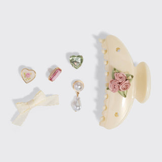 KitschPop™️Curved Claw Clip 7pc Set Vintage- Pearlized Cream-Hair Accessories-KITSCH-Summit Lane Boutique, Women's Apparel and Gifts located in Grand Rapids, MI