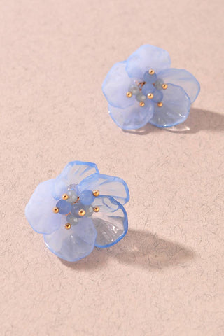 SHEER FLOWER STUD EARRINGS-Earrings-Merveille-Summit Lane Boutique, Women's Apparel and Gifts located in Grand Rapids, MI