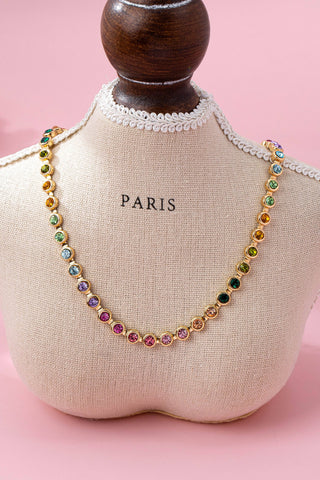 Rainbow Bezel-Set Gemstone Tennis Necklace-Necklaces-JOSSLYN by wall to wall-Summit Lane Boutique, Women's Apparel and Gifts located in Grand Rapids, MI