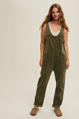 OPEN BACK CORDUROY JUMPSUIT-Jumpsuits-Wishlist Apparel-Summit Lane Boutique, Women's Apparel and Gifts located in Grand Rapids, MI