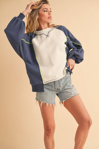 Nya Colorblock Sweatshirt-sweatshirt-AEMI + CO-Summit Lane Boutique, Women's Apparel and Gifts located in Grand Rapids, MI