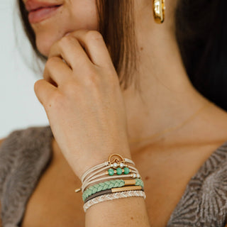 "Reflect" Gold Wave with Beachy Neutrals Hair Tie Bracelets-Bracelets-K'lani hair tie bracelets-Summit Lane Boutique, Women's Apparel and Gifts located in Grand Rapids, MI