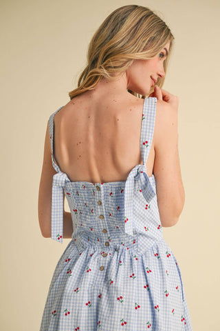 CHERRY GINGHAM MIDI DRESS-&MERCI-Summit Lane Boutique, Women's Apparel and Gifts located in Grand Rapids, MI