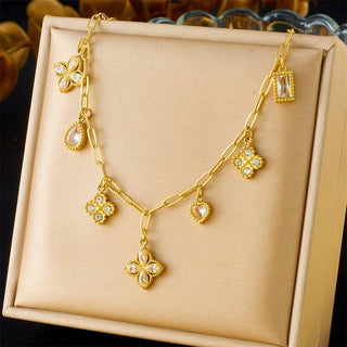 18K STAINLESS STEEL TARNISH FREE CHARM NECKLACE | 40NK9530-JOSSLYN by wall to wall-Summit Lane Boutique, Women's Apparel and Gifts located in Grand Rapids, MI