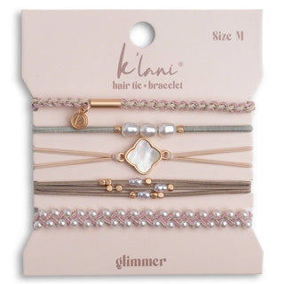 "Glimmer" Soft Pinks with Pearl & Gold Accent Hair Tie Bracelets-Bracelets-K'lani hair tie bracelets-Summit Lane Boutique, Women's Apparel and Gifts located in Grand Rapids, MI