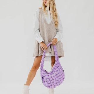 Carmen Quilted Hobo Tote Bag-Handbags-Pretty Simple-Summit Lane Boutique, Women's Apparel and Gifts located in Grand Rapids, MI
