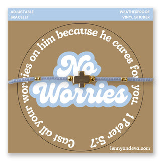 No Worries Cross Bracelet + Sticker | 1 Peter 5:7-Bracelets-Lenny & Eva-Summit Lane Boutique, Women's Apparel and Gifts located in Grand Rapids, MI