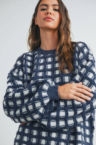 Welcome Home Checked Sweater-Sweaters-BUTTERMELON-Summit Lane Boutique, Women's Apparel and Gifts located in Grand Rapids, MI