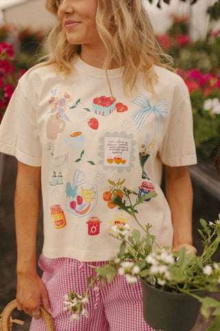 Summer Collage Mid Crop Graphic Tee-Graphic Tees-Whitney | Chaudoin Creations-Summit Lane Boutique, Women's Apparel and Gifts located in Grand Rapids, MI